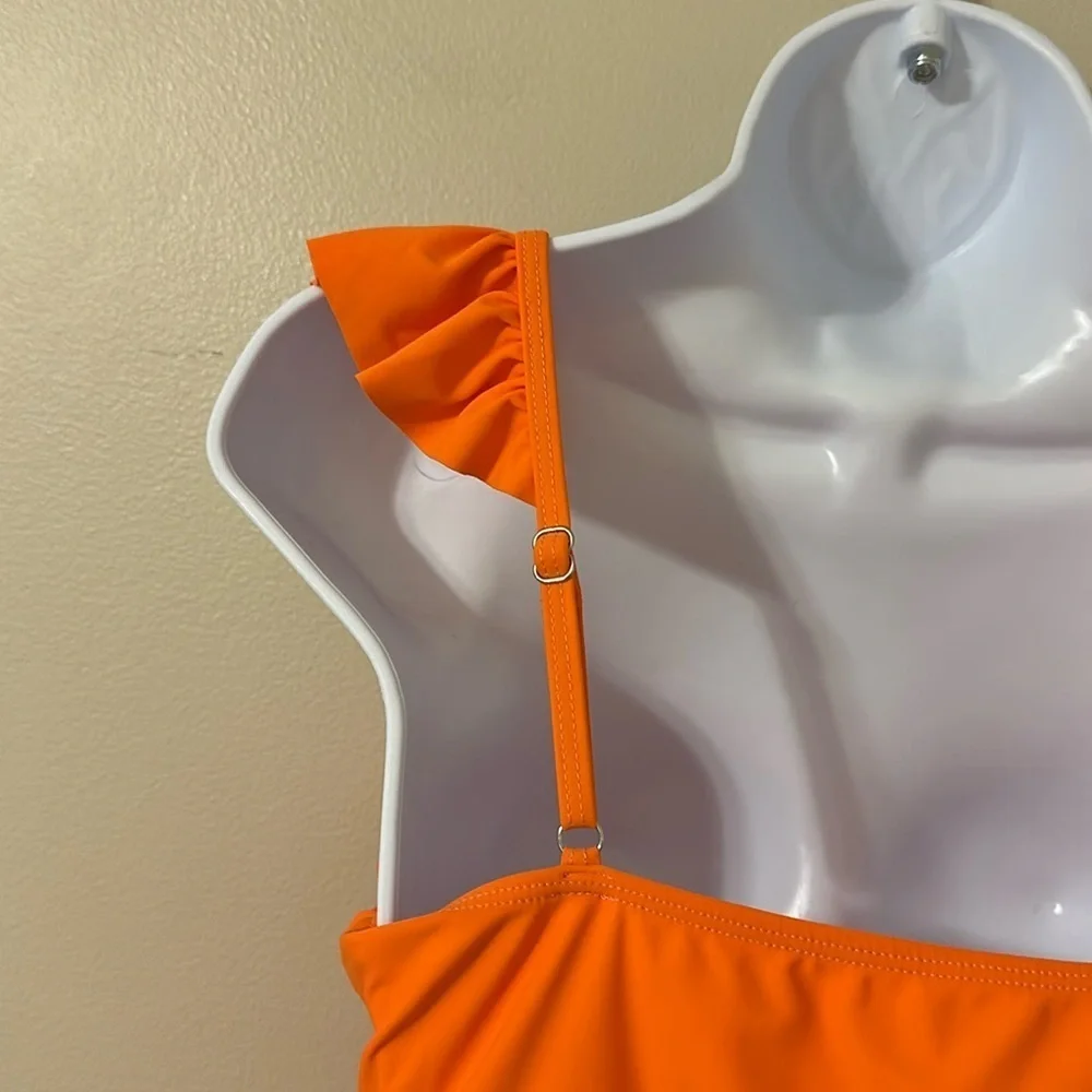 Kate Kasin Women’s 2-Piece Orange Tankini Swimsuit Sz Medium NWT Resortwear Chic - Picture 8 of 15